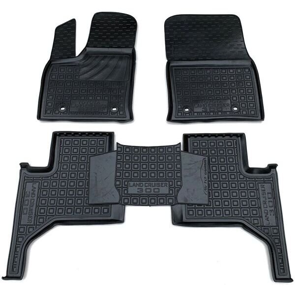 Коврики в салон Toyota Land Cruiser 300 2021- резиновые, чёрные (AVTO-Gumm)