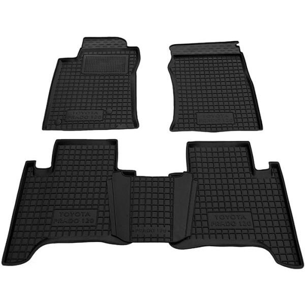 Коврики в салон Toyota Land Cruiser Prado 120 2002-2009 резиновые, чёрные (AVTO-Gumm)