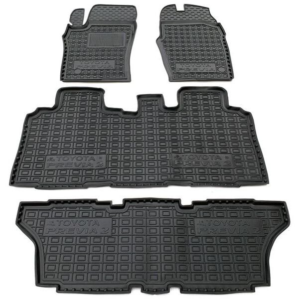 Коврики в салон Toyota Previa 2000-2006 6-7 мест резиновые, чёрные (AVTO-Gumm)