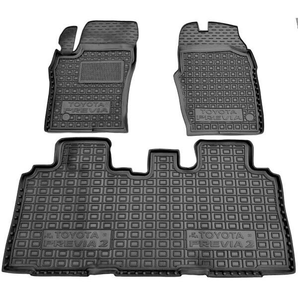 Коврики в салон Toyota Previa 2000-2006 резиновые, чёрные (AVTO-Gumm)