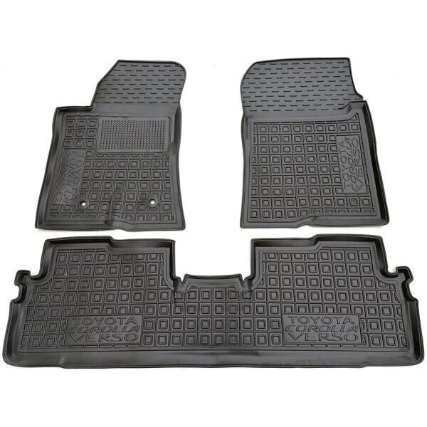 Коврики в салон Toyota Corolla Verso 2004-2009 резиновые, чёрные (AVTO-Gumm)