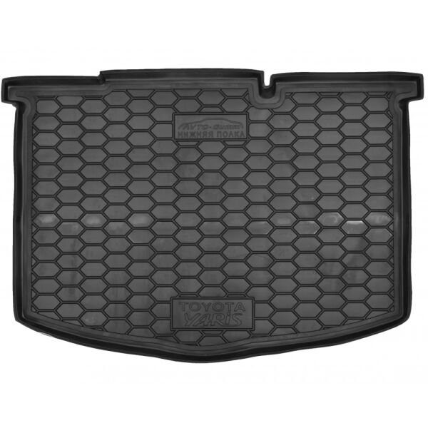 Коврик в багажник Toyota Yaris 2011- (нижний) резиновый, чёрный (AVTO-Gumm