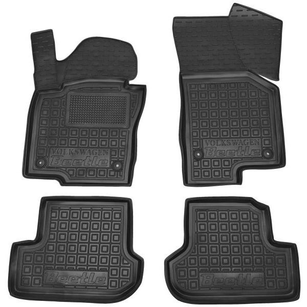 Коврики в салон Volkswagen Beetle 2011-2019 резиновые, чёрные (AVTO-Gumm)