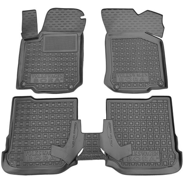Коврики в салон Volkswagen Bora 1998-2005 резиновые, чёрные (AVTO-Gumm)