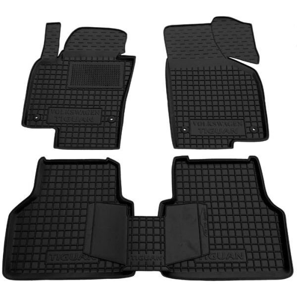 Коврики в салон Volkswagen Tiguan 2007- резиновые, чёрные (AVTO-Gumm)